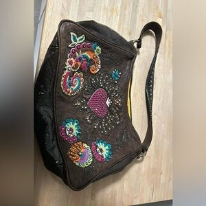 kippys brand leather handbag with crystals